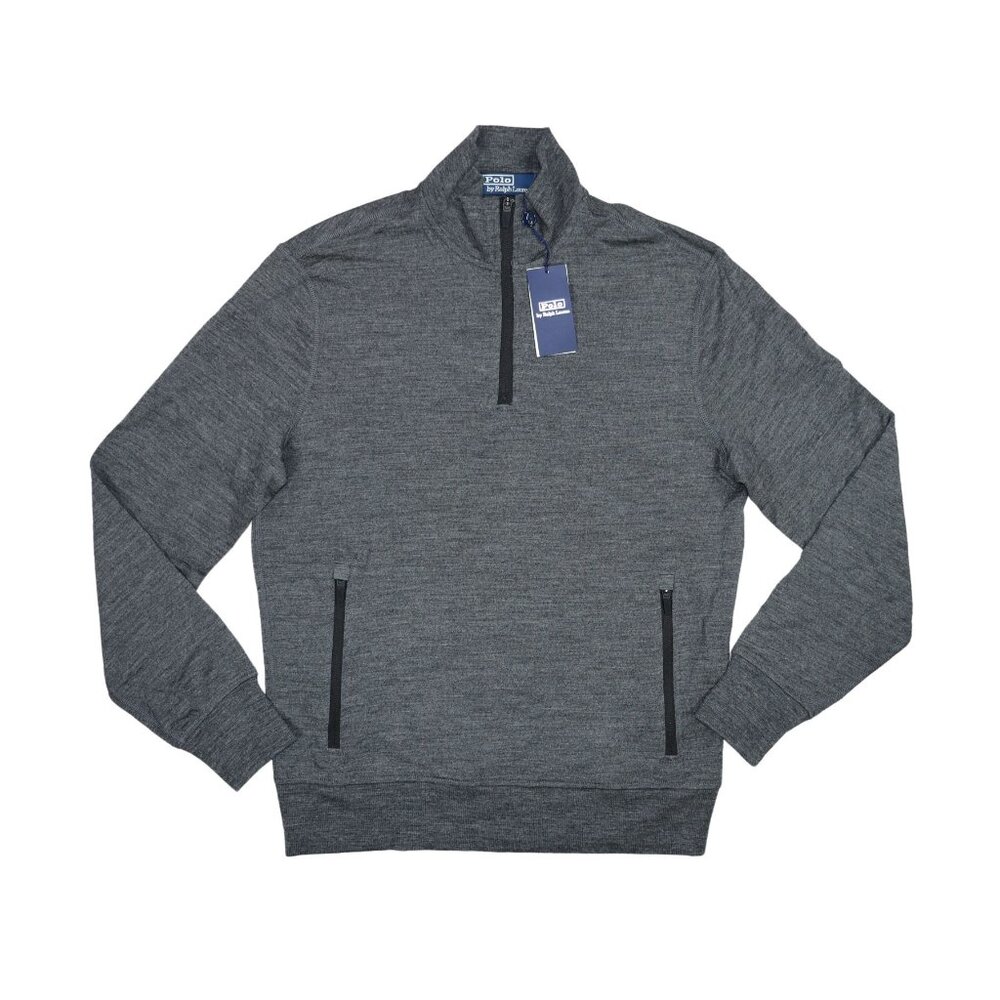 Polo Ralph Lauren Classics 100% Wool 1/4 Zip Pullover Men's Sweater NWT Grey